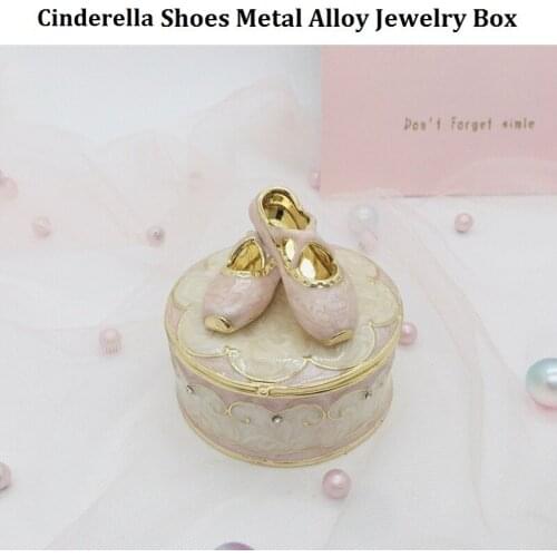 Lovely Fairy Cinderella Shoes Home Decoration Metal Enamelled Craft Small Things Storage Box Girlfriend Birthday Christmas Gifts
