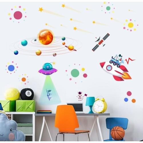 Space Astronaut UFO DIY Wall Sticker Fantasy Baby Children Room Mural Decals Nursery Boys Gift Art Posters Dorm Decor