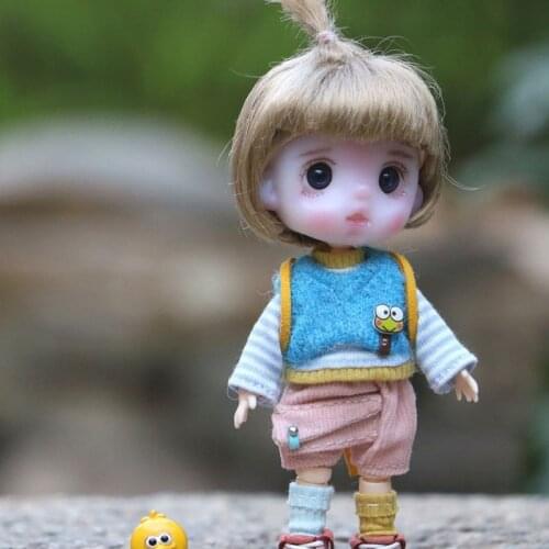 Ob11 doll clothes cute fur vest + shorts + long-sleeved T-shirt + socks set for obitsu11, molly, GSC, ob11, 1/12bjd doll clothes