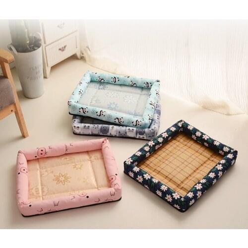 Bonzerpet Dog Summer Cooling Bed Pet Ice Silk Cool Bed Pet Cat Breathable Blanket Cushion Puppy Kitten Indoor Sofa Rattan Mat