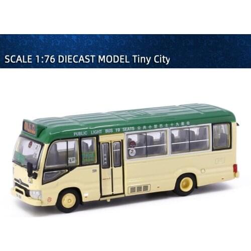 1/76 Scale Hong Kong Bus Coaster B70 Green Minibus Alloy Diecast Model Cars Static Display Gift Adult Collection Toys for Boys