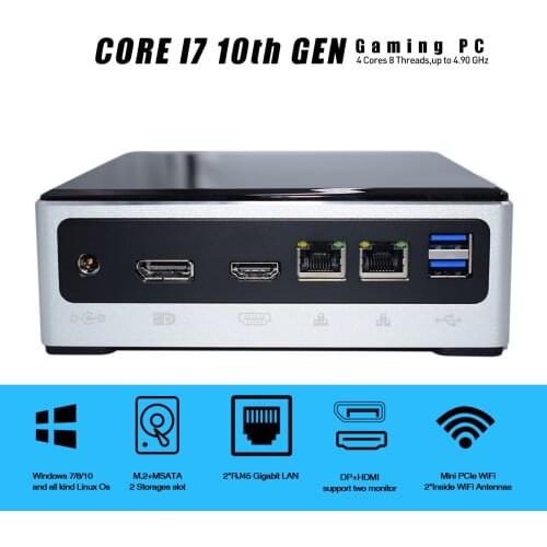 HYSTOU Mini PC Computer i7 10510U i5 Windows 10 pro Gamer i5 8259u M.2 SSD 8 USB HDMI DP 2 LAN WIFI Bluetooth Type C Fan Cooling