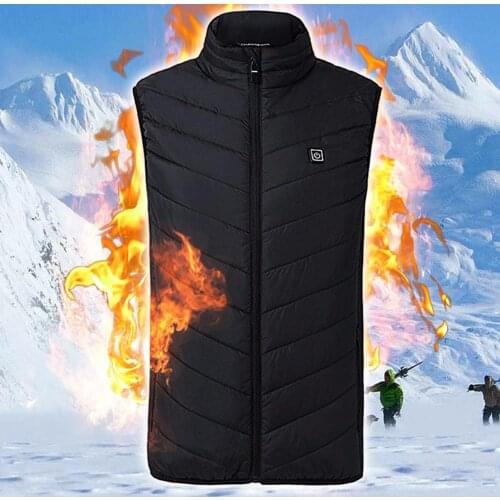 USB Thermal Jacket Heating Vest Winter Cloth Feather Vest Men for Outdoor Camping Hiking Warm Hunting