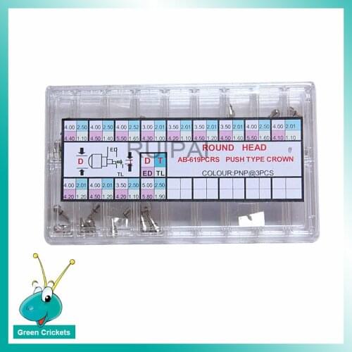 Stainless Steel Assort Size Round head Puss type Silver Watch Crown