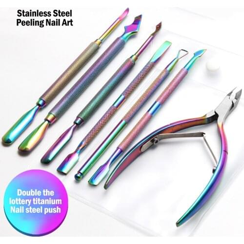 Nail Cuticle Pusher Tweezer Nail Art Files Stainless Steel UV Gel Polish Remove Manicure Care Groove Clean Tool Cuticle Remover