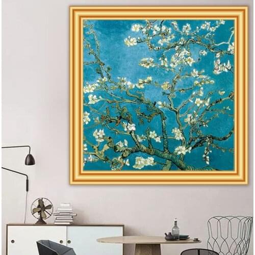 Full Diamond Embroidery World Famous Almond Blossom By Van Gogh Diy 5D Diamond Painting Cross stitch Art Picture Decor Gift