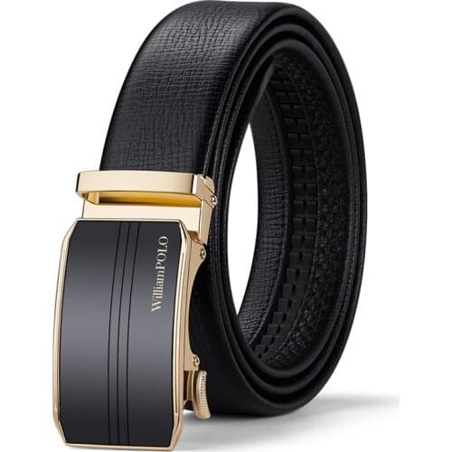 WILLIAMPOLO 2021 Genuine leather Brand Belt Men Top Quality Luxury Leather Belts for Men Strap Male Metal Automatic Buckle