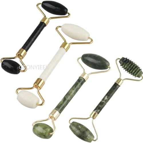 Roller Face Thin Massager Natural Stone Jade Facial Double Head Beauty Massage Slim Neck Body Relaxation Lift Tool Jade Roller