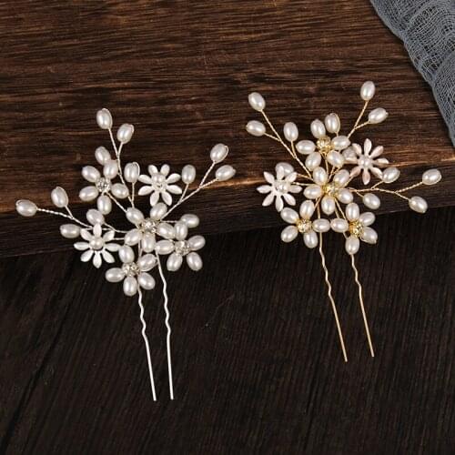 Handmade Crystal Simulated Pearl Hairpins Wedding Hair Accessories Women Hair Clips Headpiece Bridal Hair Jewelry Party Hairpin