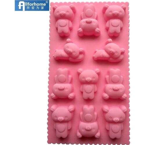 11 Cute BEARS Silicone Mold Bear Cake Cookie Candy biscuit Chocolate Molds Resin Clay Handmade Soap MOULD ice cube tray