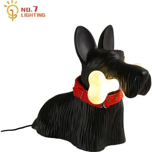 Nordic Designer Cute Cartoon Resin Dog Table Lamp Atmosphere Warm Led Indoor Lighting Home Decor Childrens Room Bedroom Bedside