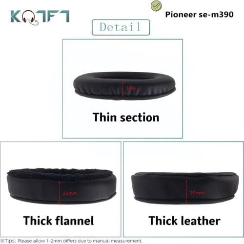 KQTFT 1 Pair of Velvet route leather Replacement EarPads for Pioneer se-m390 SE-M370 Headset Earmuff Cover Cushion Cups