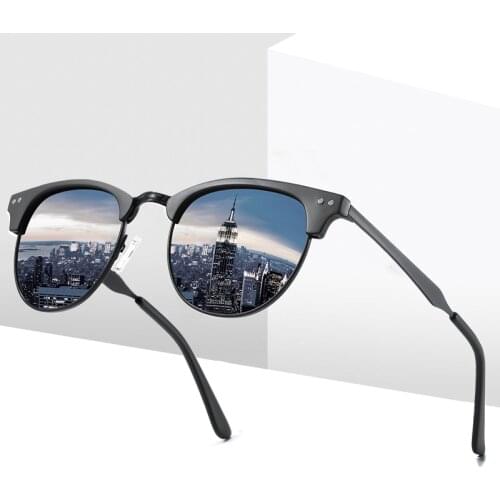 Simvey Classic Retro Mens Fashion Sunglasses Womens Stylish Half Frame Rivet Polarized Sunglasses 100% UV Protection