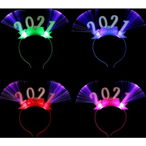 Ground stall saline fashion New Year 2021 glowing hair hoop creative plastic night light headdress Christmas party toy factory