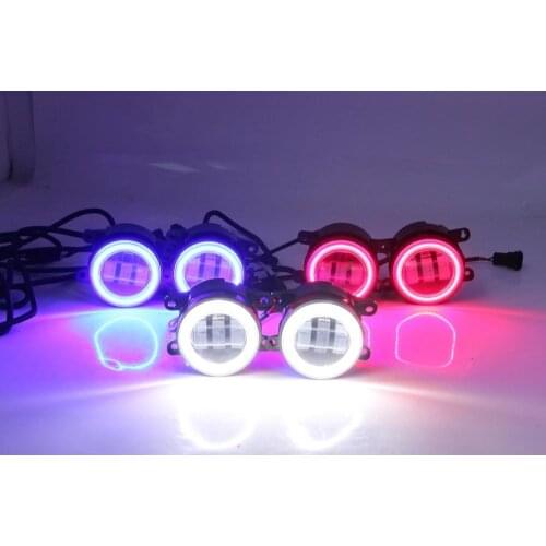 Osmrk angel eye led daytime running light + low beam gold fog lamp + high beam white fog lamp assembly for toyota series