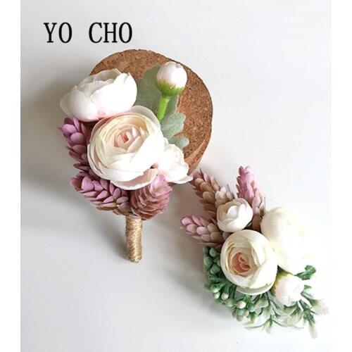 YO CHO Delicate Rose Wrist Corsage Bridesmaid Sisters Hand Flowers Artificial Bride Flower For Wedding Party Decor