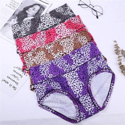 Womens Sexy Leopard Panties Seamless Cotton Breathable Panty Briefs Plus Size Girl Underwear Briefs Intimates Lingerie Panties
