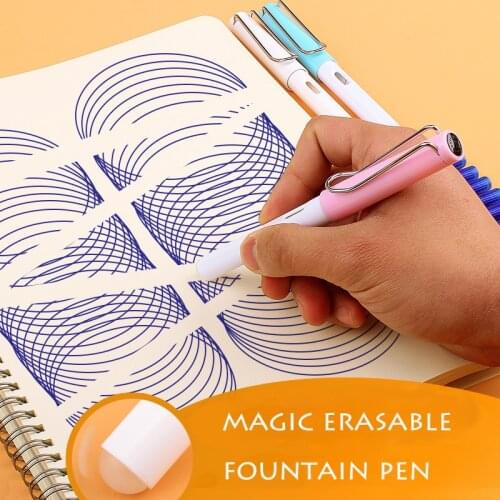 1-Piece Magic Erasable Fountain Pen Fine Nib 0.5mm Posture Correction Writing Ink Pens for Kids Students School Office Supplies
