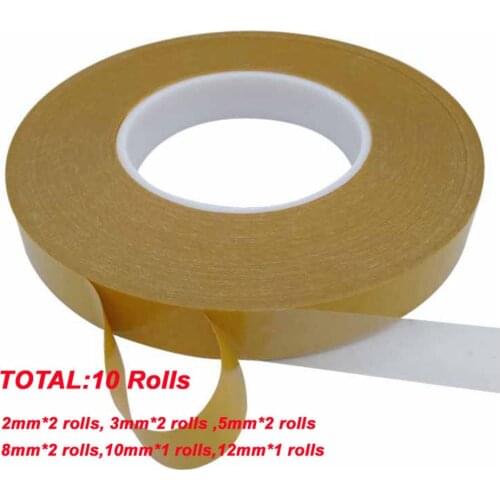 10 Rolls 50M/Roll Double Side Tape PET Acrylic Adhesive No Trace y Clear Strong Transparent Packing Paper Craft Handmade Card