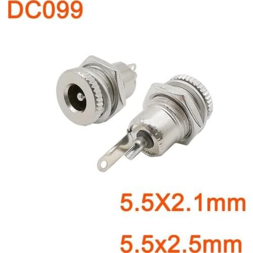 10Pcs DC099 Power Jack Socket Connector 5.5X2.1mm / 5.5x2.5mm DC Supply Charging Socket Female Metal DIY Panel Mount Connector