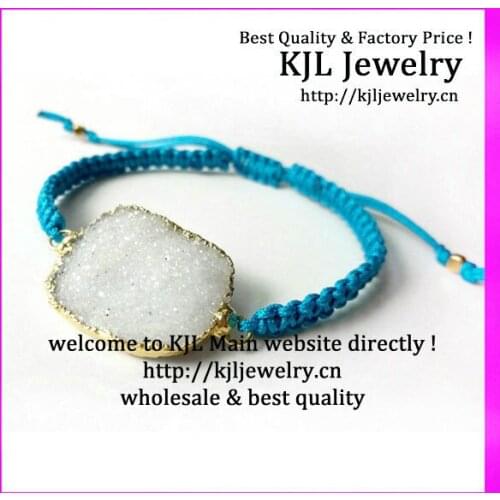 10pcs Freedom shape natural Drusy crystal stone bead bracelet, Macrame Druzy glass stone connector bracelet