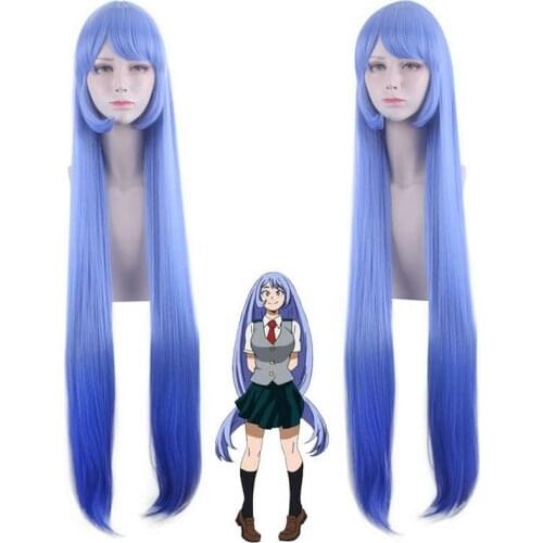 120cm Anime My Hero Academia Nejire Hadou Straight Long Blue Wig Cosplay Synthetic Hair Halloween Costume Party Wigs For Women