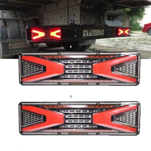 2pcs 24V LED Tail Light Trailer Truck Highlight Waterproof Warning Light Flow Signal Light Parking Brake Reversing Traffic Light