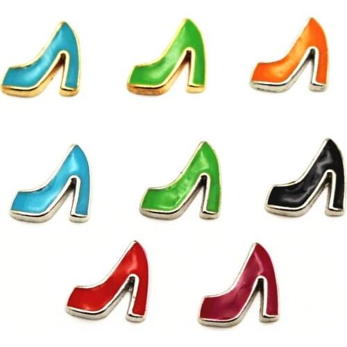 20Pcs/Lot Mixed Color High Heel Shoes Floating Charms Hand-made DIY for Glass Lockets