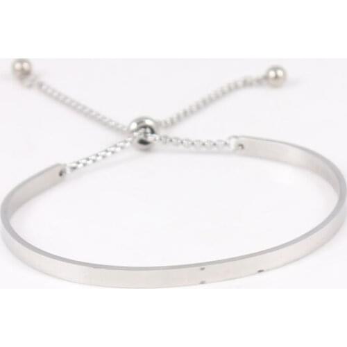 2021 New Trendy Round Adjustable Bracelet Bangle for Women Girl As Gift Jewelry Stainless Steel