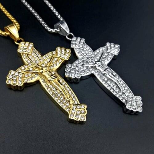 316 stainless steel Jesus Cross Charm Hiphop Necklace Pendant Ornament Fine Quality Jewelry Accessory