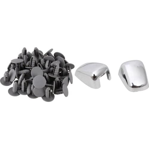 50Pcs 8mm Hole Gray Plastic Rivet Door Push in Clip & 2Pcs Front Windshield Washer Wiper Spray Nozzle Decorative Cover
