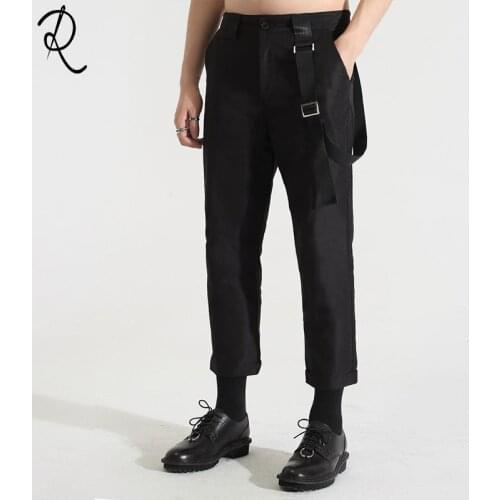 English fall suit with individual webbing stitching black tapered trouser nine-point trousers mens casual leggings