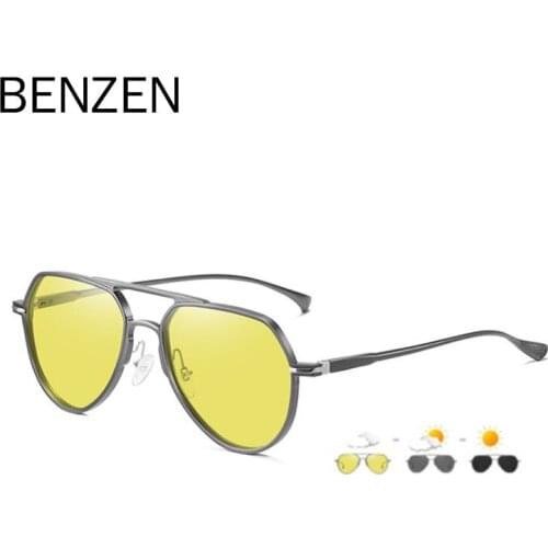 BENZEN Photochromic Sunglasses Men Women Al Mg Polarized Day Night Vision Chameleon Glasses For Driving Male Driver Eyewear 9520