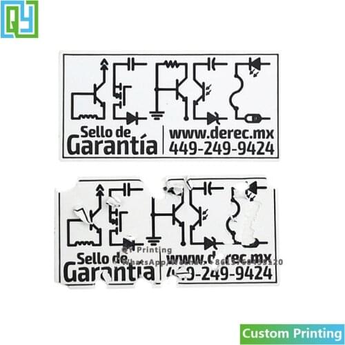 Free shipping Custom printed eggshell sticker warranty void if tampered destructible labels self adhesive packing label 15*30mm