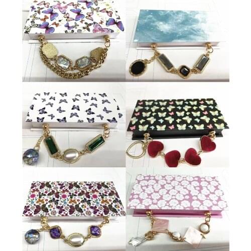 Free logo Wholesale Chain Crystal Eyelash False Eyelashes Packaging Box Lash Boxes 25mm Mink Lashes Case empty custom logo