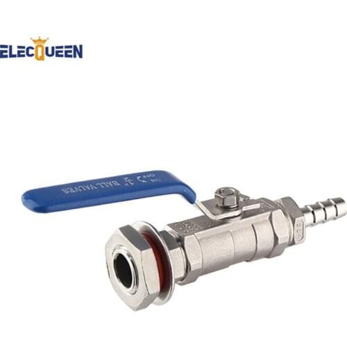 Stainless Steel 304 Weldless Compact Ball Valve & 1/2'' hose Barb Homebrew Beer Kettle Pot