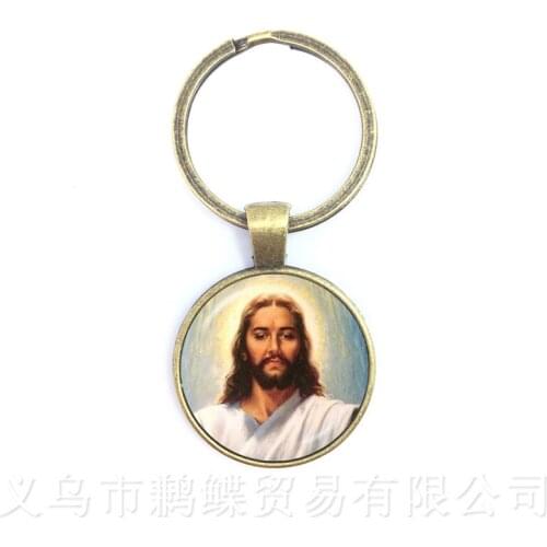 Blessed Virgin Mary Mother of Baby Keychains Jesus Christ Christian Pendant Catholic Religious Glass Tile Keyring