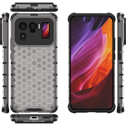 Armor Honeycomb Shell Shockproof Phone Case For Xiaomi MI 11 Lite PC + Silicon Clear Back Cover Coques Funda