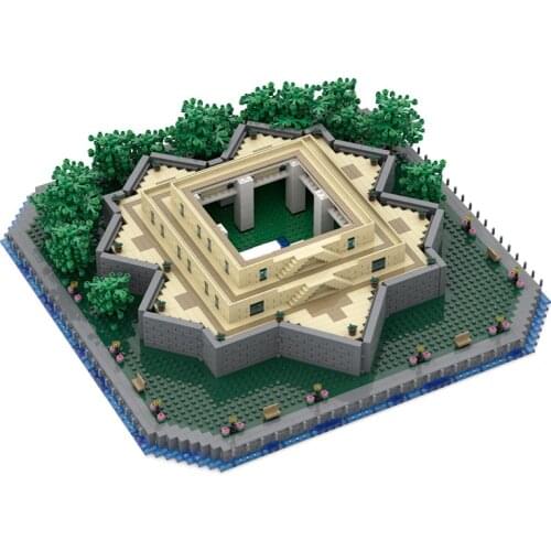 BuildMoc 49317 Famous Architectural Statue of Liberty Base Building Blocks Toys Educational Model Bricks Kids Gifts