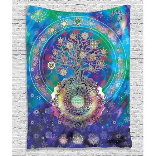 Chakra Buddha Statue Tapestry Wall Hanging Printed Polyester & Cotton Mandala Tapestry Blanket Bohemian Wall Tapestry Bedspread