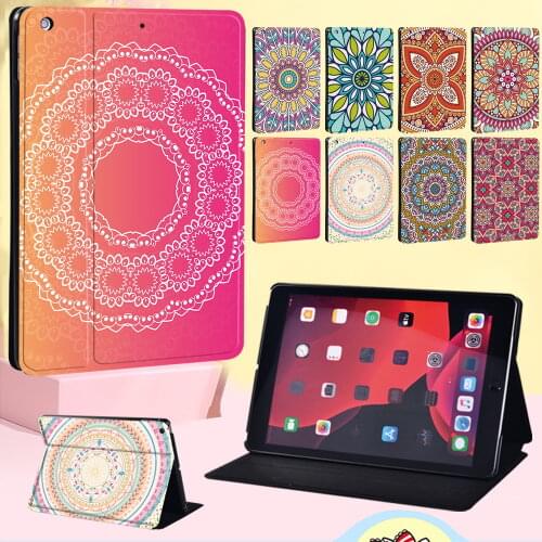 Tablet Case for Apple Ipad Air 4/ipad 8/Pro 11/IPad 2 3 4/Air/Air 2/Air 3 Shockproof Mandala Pattern Flip Cover Case + Stylus