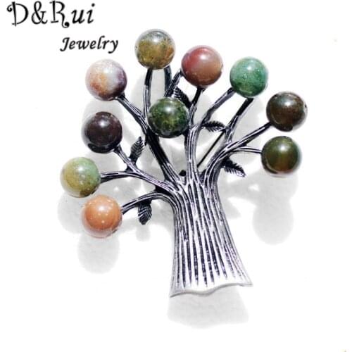 D&Rui Jewelry Fashion Brooches Jewelry Multicolor Color Stone Tree Badges Pin Clothes Accessories Womens Brooch for Girls Gifts