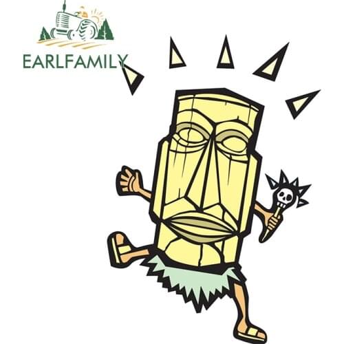 EARLFAMILY 13cm x 9.3cm for Hawaii Tiki Car Stickers Scratch-proof Personality Decal Motorcycle Helmet Graphics for Fine Camper