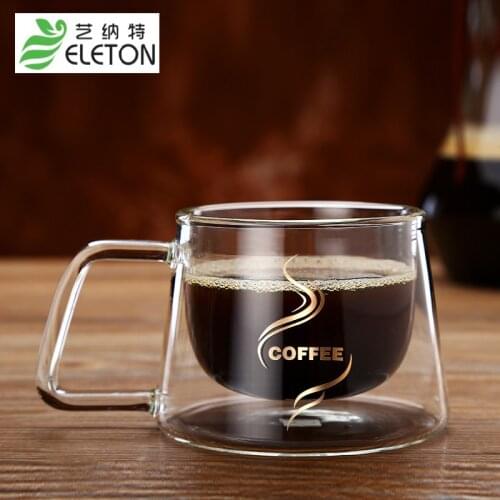 ELETON 2pcs/set Creative glass Pyrex insulated double Coffee Mug Cup Fashion Party coffee house Glass Drinkware