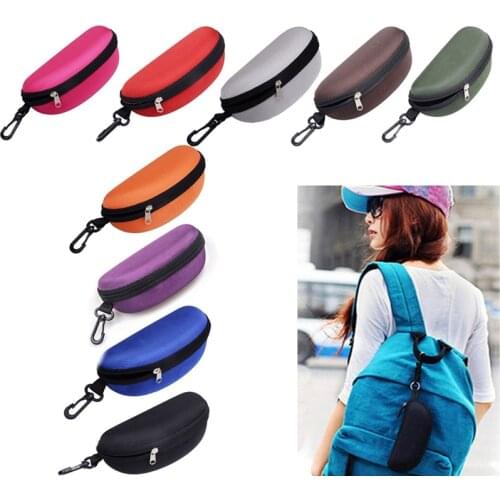 9 Colors Portable Zipper Eye Glasses Box Sunglasses Clam Shell Hard Eyewear Case Protector Bag Black Blue Gray Red