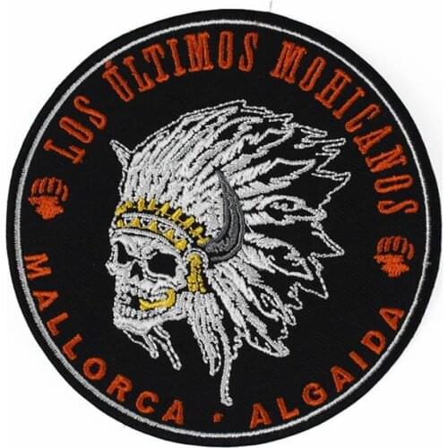 Indians Skull Embroidered Iron on Patches Cool Motorcycle Biker Vest Jacket DIY Clothing Accessories Appliques Backpack T-Shirts