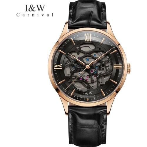 Carnival Brand Fashion Skeleton Gold Automatic Watch Men Luxury Mechanical Wristwatch Waterproof Sapphire 2021 Relogio Masculino