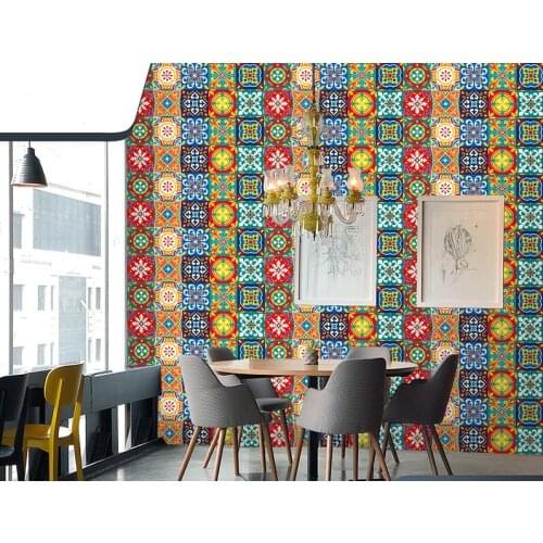 European style ceramic tile self-adhesive paper wall DYI decorative creative wall stickers waterproof PVC wallpaper