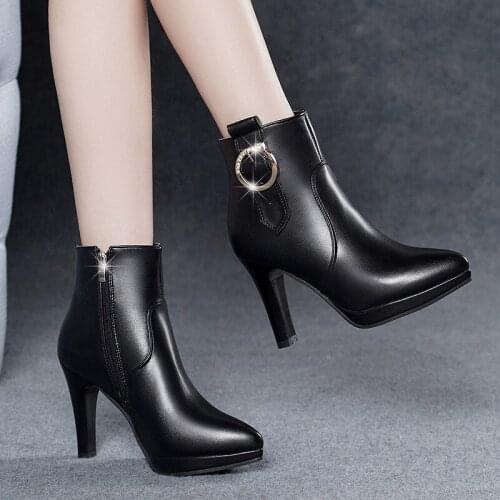 Short Tube Martin Boots Winter New European and American Pointed Toe Fashion High Heels