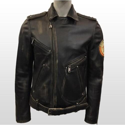 Mens Genuine Leather Black Jacket Real Sheepskin Motorcycle Biker Plus Size Vintage Casual New Fashion Worn Looking Outerwear